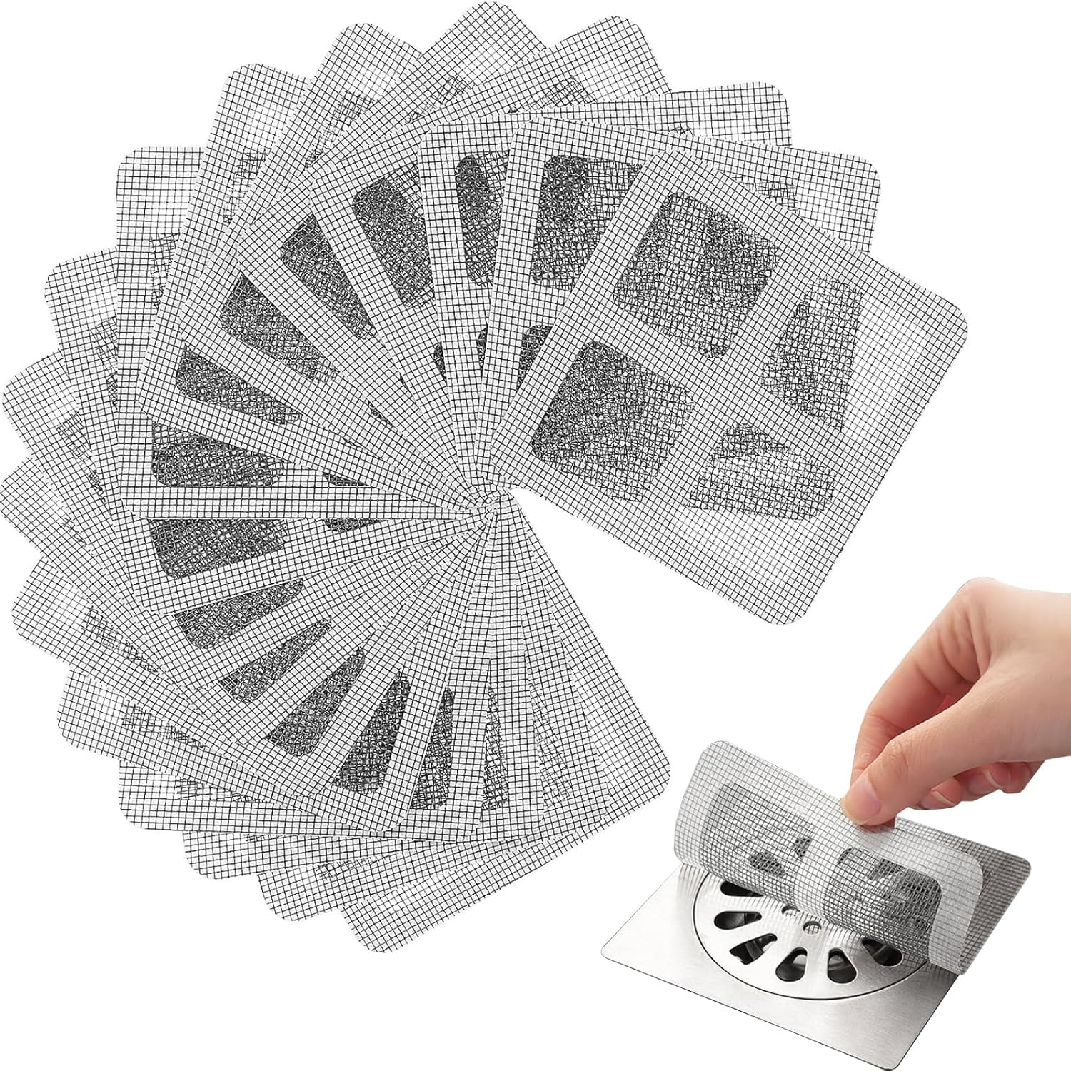 100Pcs Drain Stickers,Floor 4 Inch Sink Strainer Mesh Bag,Shower Drain Hair Catcher,For Bathtub Drain Cover for Kitchen Bathroom,Screen Window,Etc