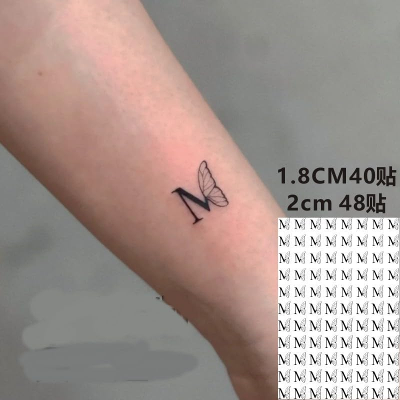 Letter M Butterfly Temporary Tattoo Waterproof Female Cute Small Pattern Temporary Tattoo image number 1