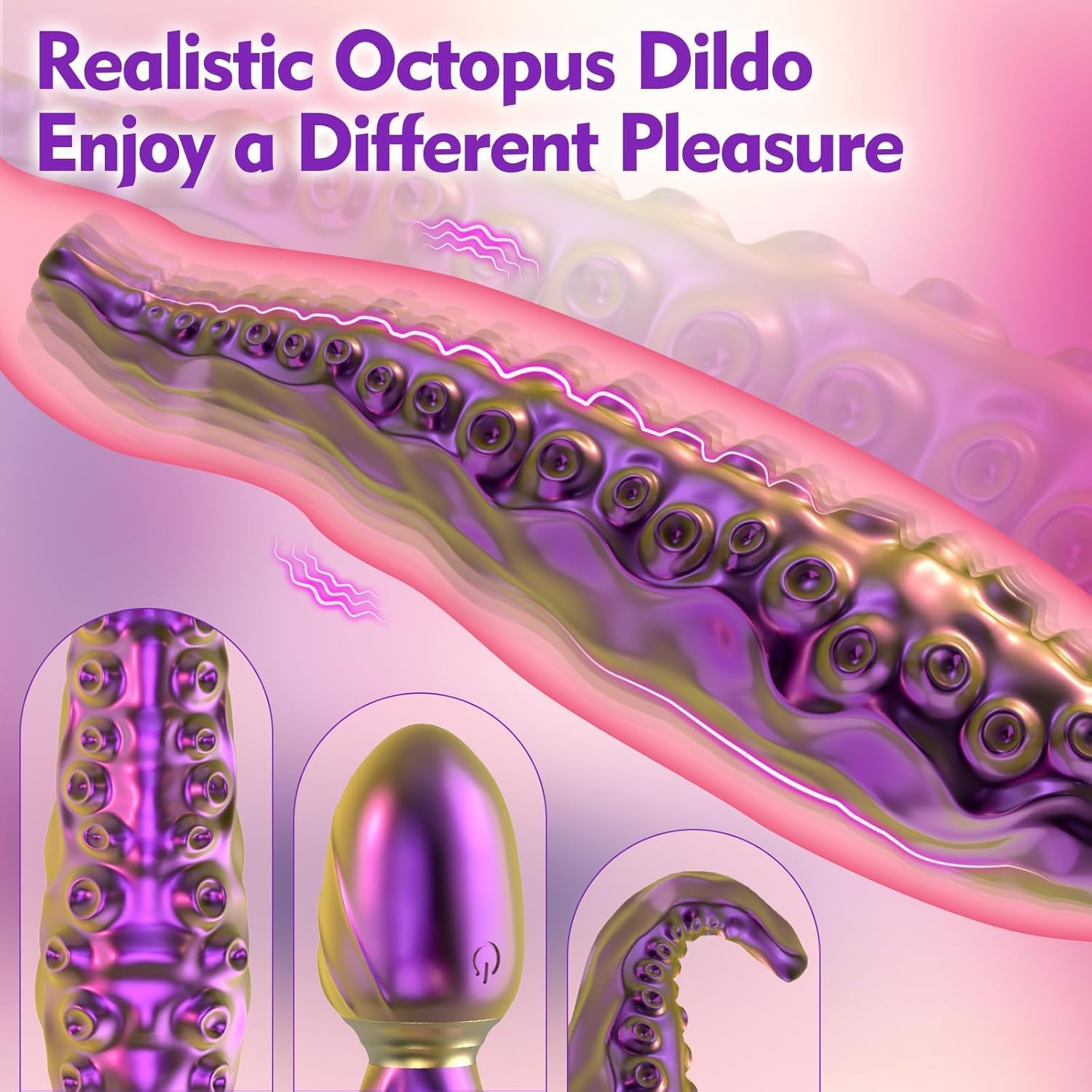 LONZYON Realistic Tentacle Vibrator Sex Toys Vibrating Monster Dildo Adult Toys with 10 Vibrating Modes for Anal Vagina Nipple Stimulation, Silicone Octopus Dildo Sex Toys for Women Couples Pleasure (Purple) image number 2