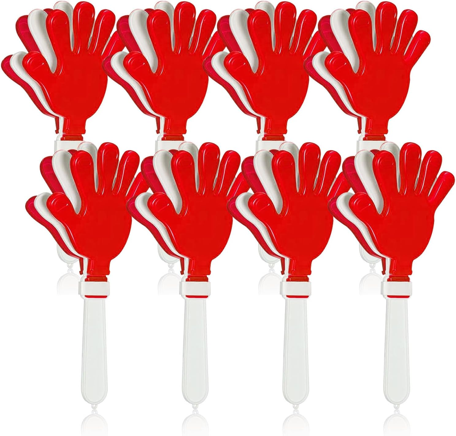 8Pcs Jumbo 7.5 Inch Hand Clappers Noise Makers Giant Large Plastic Noisemakers for Sporting Event Ball Dance Fiesta Birthday Game Accessories Party Supplies (Red)