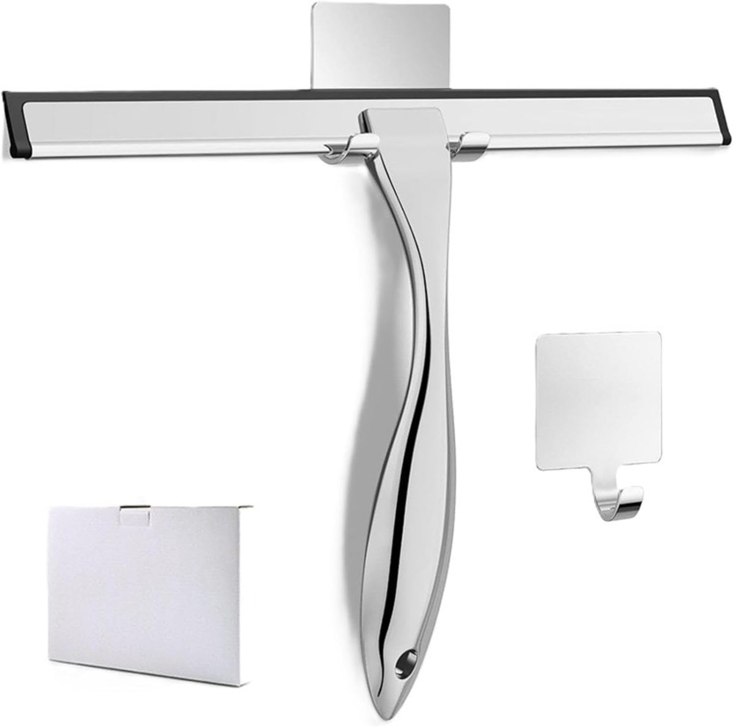 Stainless Steel Shower Squeegee - Streak-Free Glass Wiper for Bathroom Shower Doors, Windows & Mirrors | Durable Cleaner with Hook for Aussie Homes(25Cm Wide) image number 1