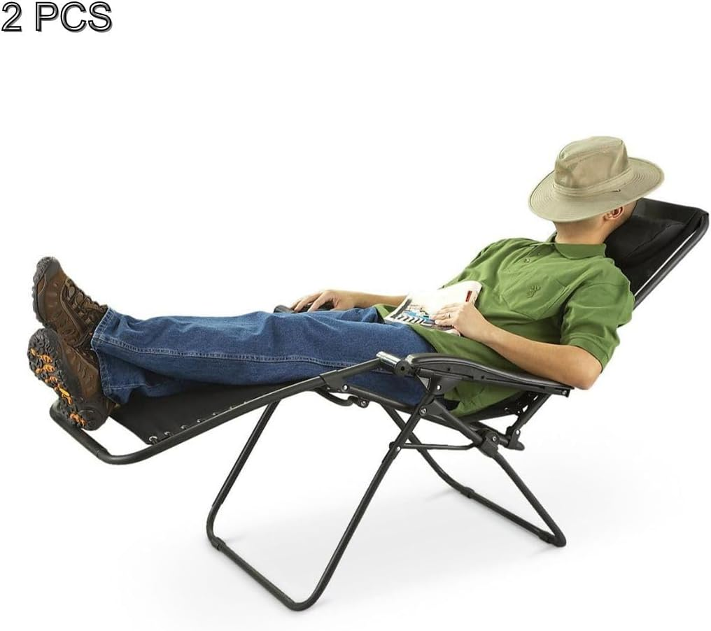 Pack of 2 Zero Gravity Chair by Lenoxx for Lawn, Patio | Stress-Free | Padded Headrest | Anti-Gravity for Relaxation | Steel Frame | Weather Resistant
