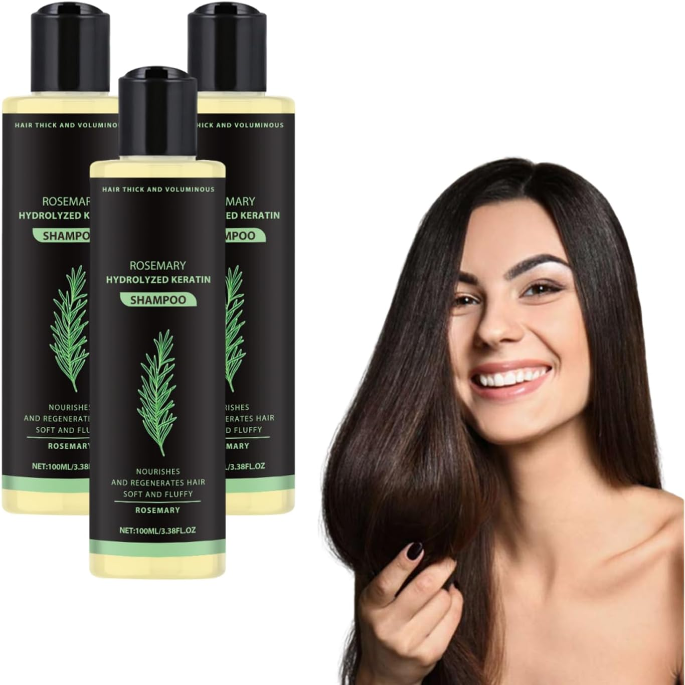 Rosemary & Hydrolyzed Keratin Shampoo - Thickening Shampoo -Organic Rosemary Hair Growth Conditioner for Thinning Hair - Strengthen and Support Healthy-Looking Hair for Women & Men (2 Bottles)