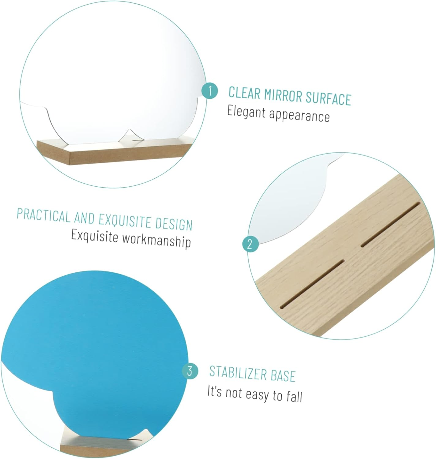 PLAFOPE Wooden Makeup Mirror Desktop Dresser Vanity Wavy Stable Makeup Vanity Desk image number 2