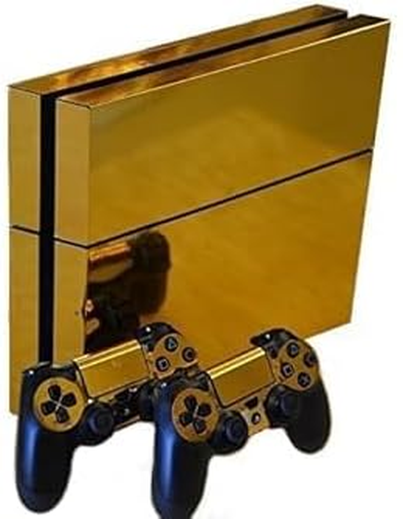 Gold Glossy Decal Skin Sticker for Playstation 4 PS4 Console+Controllers image number 2