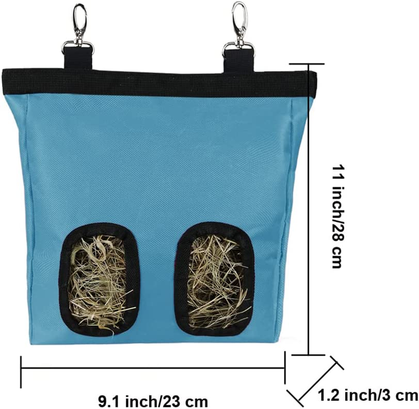 Guinea Pig Hay Feeder Bag, Rabbit Bunny Hamster Chinchilla Feeder Holder Cage, Small Animal Hanging Food Storage, 600D Oxford Cloth Fabric Blue image number 6