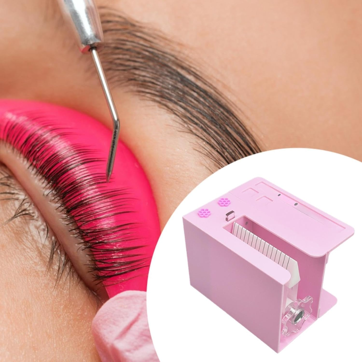 Oshhni Eyelash Flowering Machine,False Eyelash Separator,Acrylic for Women,Portable Making Eyelash Fans,Root Splitter Lash Fan Maker, Pink image number 6