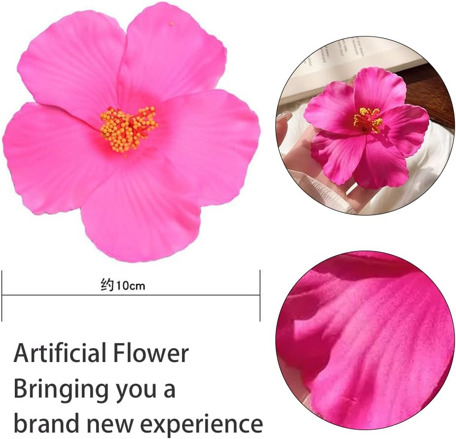 TSUOUKL Pack of 3 Hawaiian Flower Hair Clips for Women, Plumeria Hibiscus Hair Clip, Hair Clips, Artificial Flower Clips for Holiday, Hawaiian Flower Hair Clips image number 3