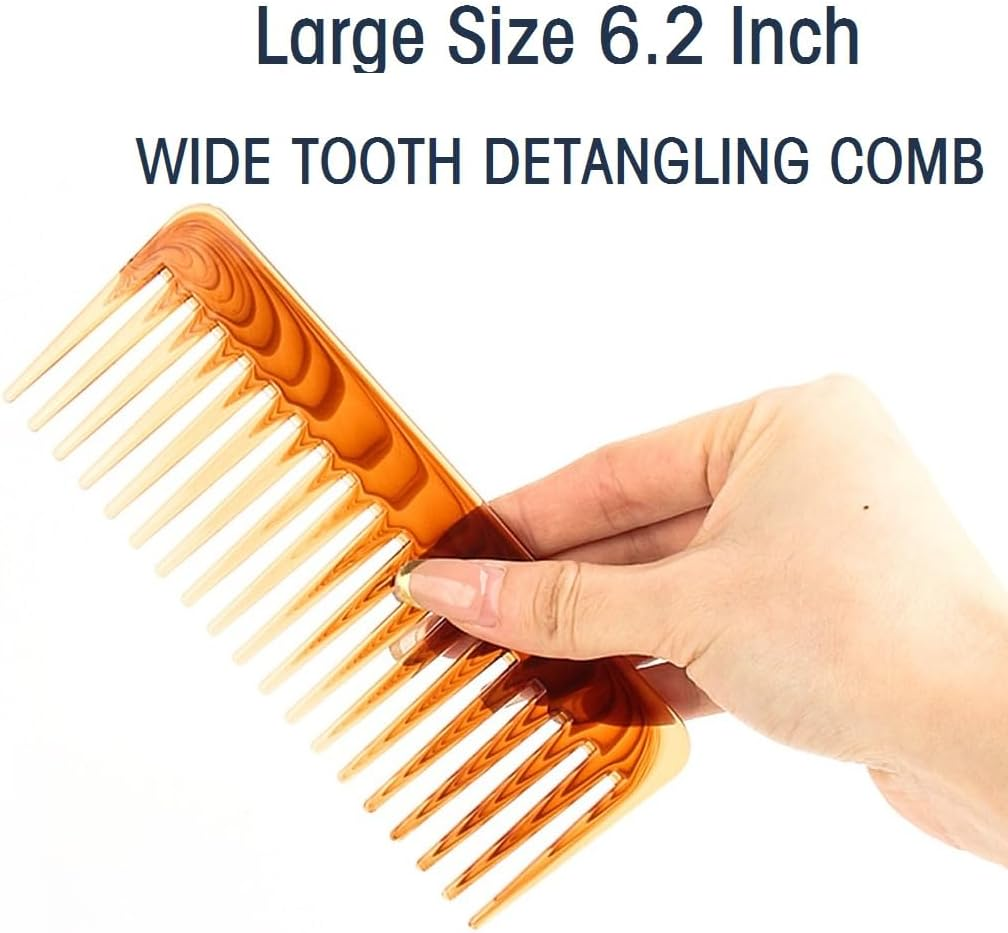 Liasun 2 Pack Large Detangling Comb 6.2 Inch Wide Teeth for Long Thick Curly Wavy Hair Styling Tools Detangling Comb for Wet and Dry