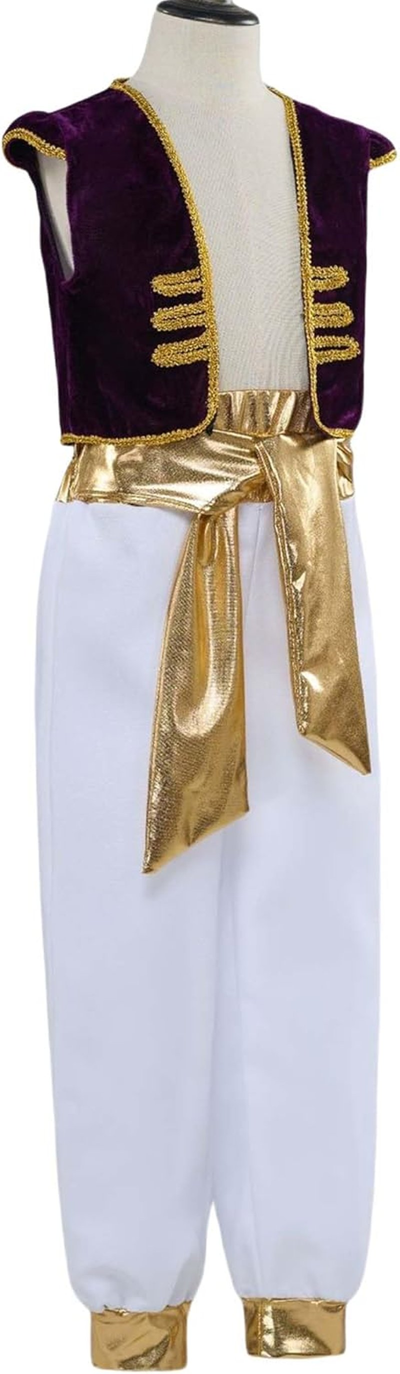 Boys Arabian Prince Costume Halloween Costumes Kids Suit with Vest, Waistband, Pants image number 6