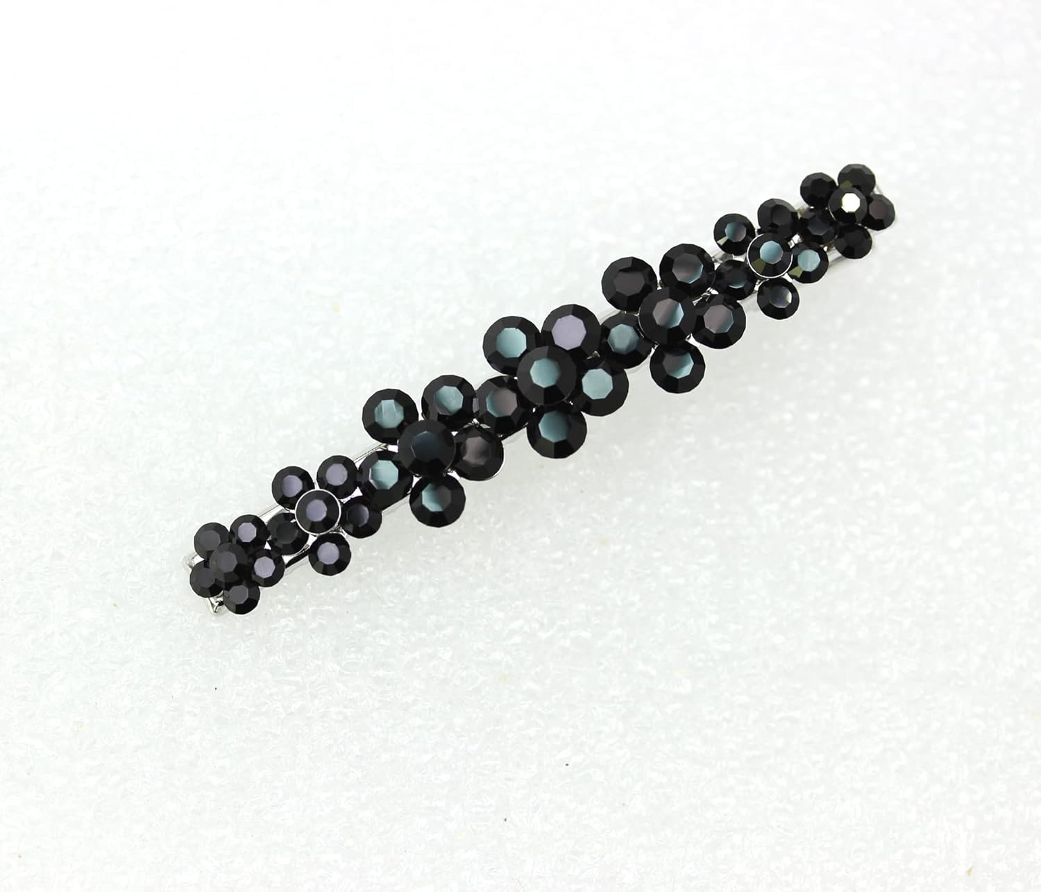 Faship Gorgeous Black Crystal Floral Small Alligator Hair Clip - Ab / Rose Gold Plated image number 5