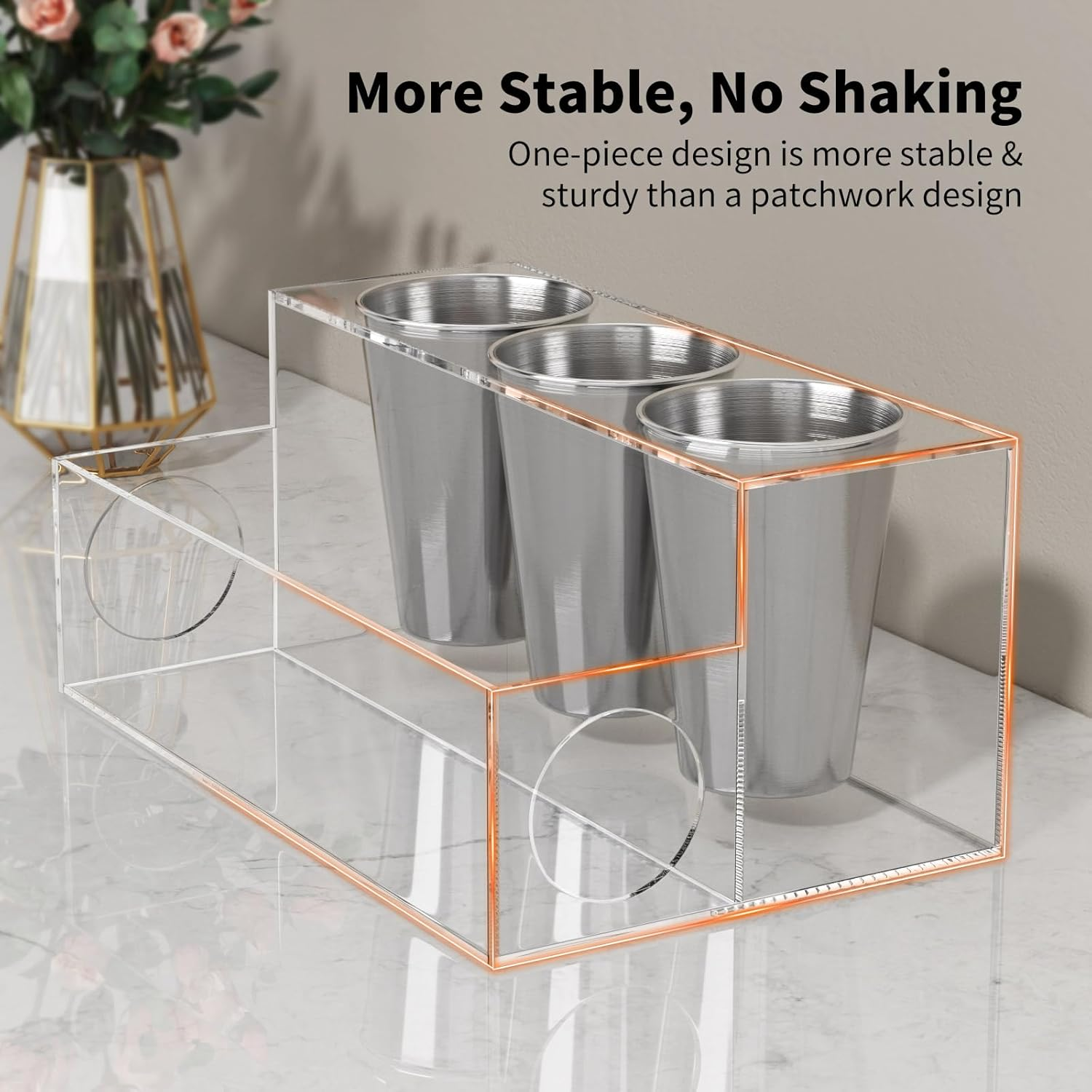 NIUBEE Hair Tool Organizer, Clear Acrylic Hair Dryer and Styling Organizer, Bathroom Countertop Blow Dryer Holder, Vanity Caddy Storage Stand for Accessories, Makeup, Toiletries image number 4