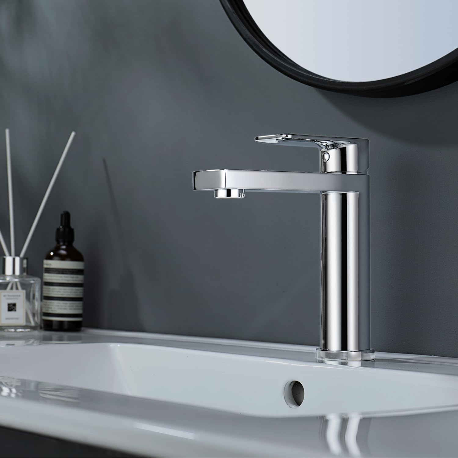 Decaura Basin Mixer Tap Lead-Free Bathroom Sink Tap Vanity Counter Top Faucet (Chrome, Spout Height-130Mm) image number 2