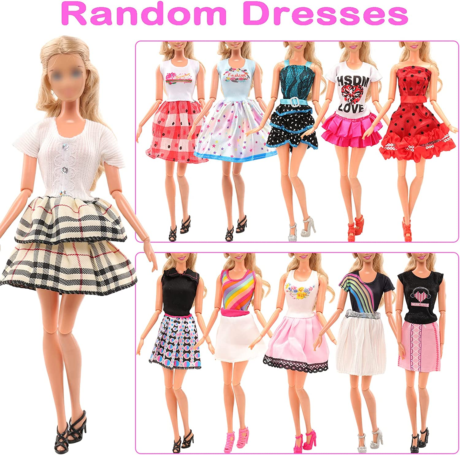 Barwa 11 Clothes Dresses + 10 PCS Shoes + 19 Accessories Selected Randomly for 11.5 Inch 28-30 CM Dolls image number 2