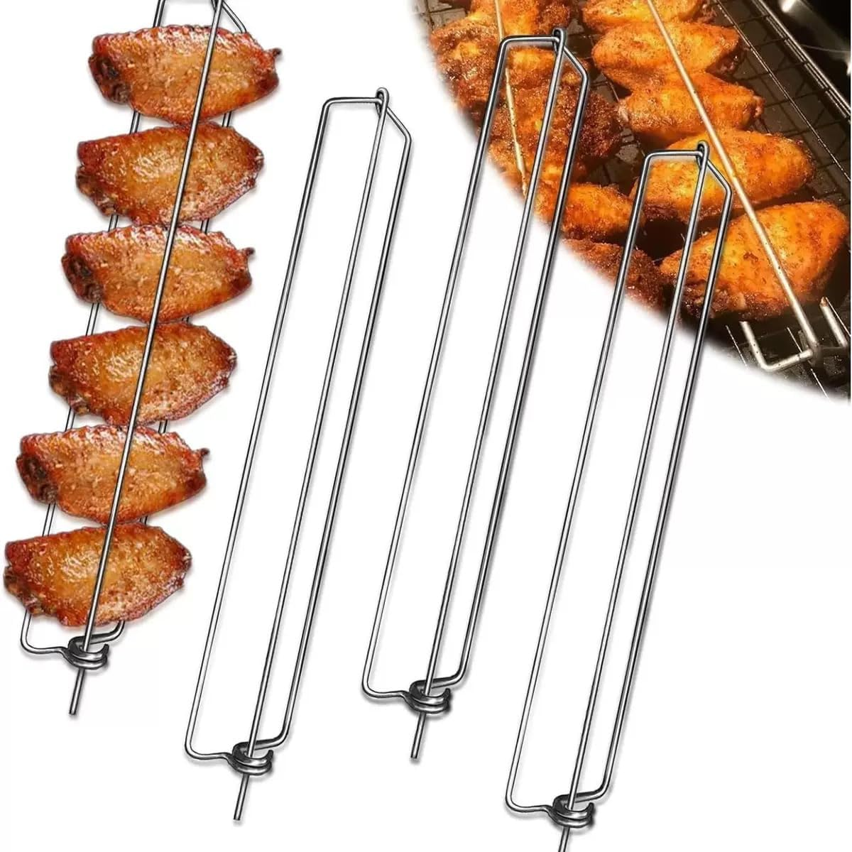 12 Pcs Premium Kabob Skewers,Anti-Roll Metal Stainless Steel BBQ Barbecue Skewer for Meat Shrimp Chicken Vegetable Kebab Fork Sausage&hellip; (12P-Style A)