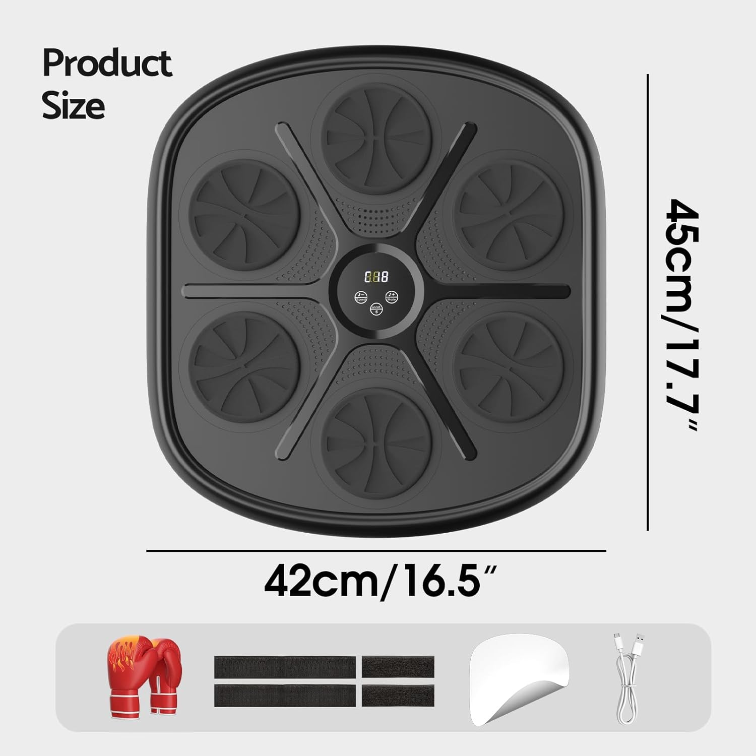 Advwin Music Boxing Machine, Smart Boxing Training Machine Wall Mounted Electronic Boxing Target, Boxing Music Workout Machine Punching Equipment for Kids Adults Home Reaction Strength Workout - Gear Shape - Adjustable Modes image number 7