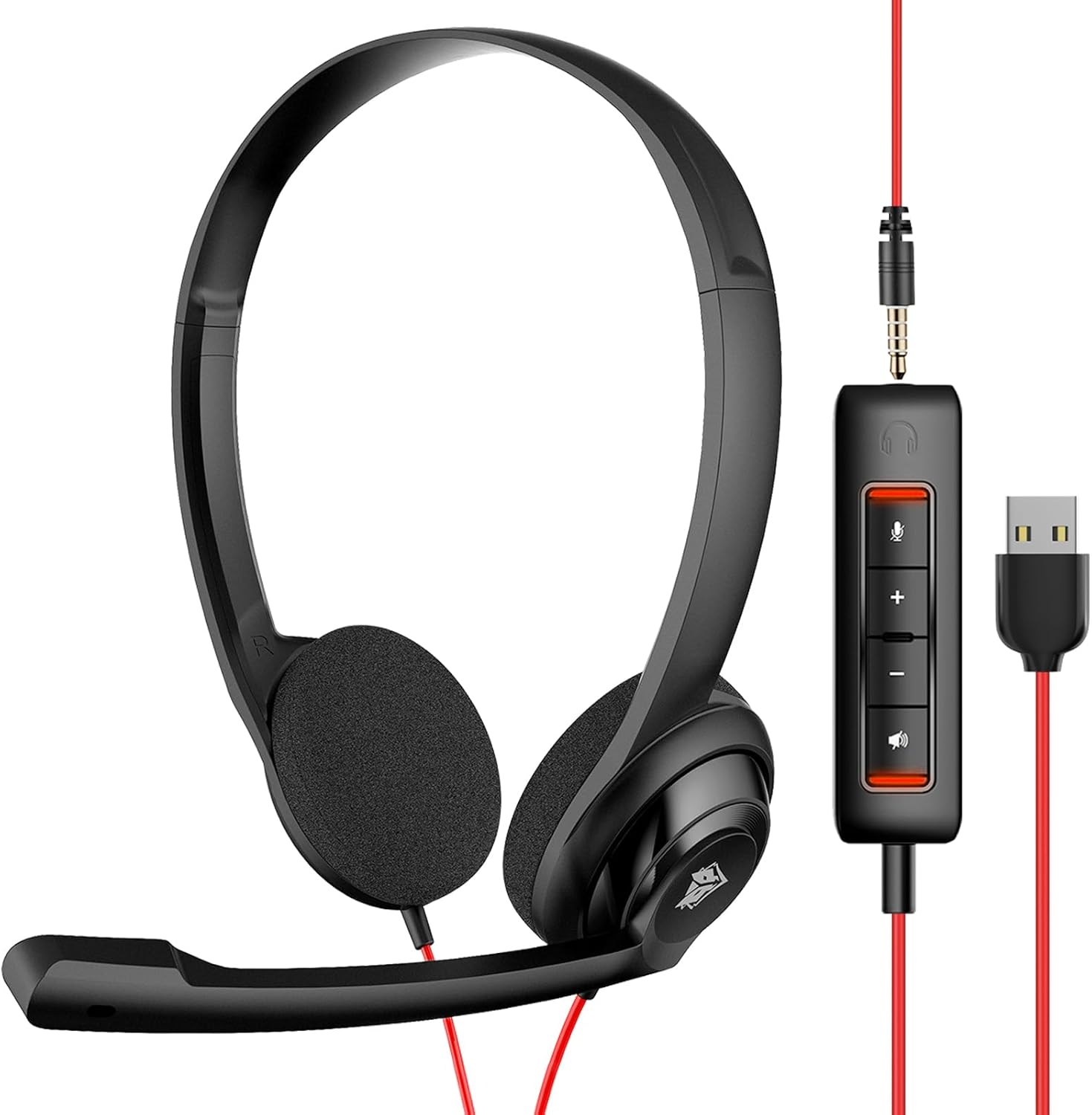 NUBWO HW02 USB Computer Headset with Clear Chat Microphone, Lightweight On-Ear Wired Headset for MS Teams, Skype, Webinars, Call Center and More (Black) image number 5