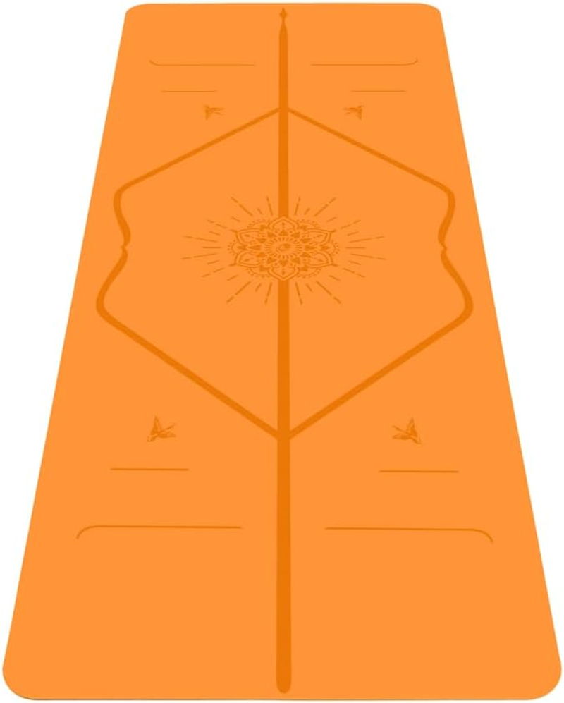 Liforme Happiness Yoga Mat - the World'S Best Eco-Friendly, Non Slip Yoga Mat with the Patented Alignment Marker System - Biodegradable and Natural Rubber Yoga Mat - Happiness Orange Special Edition image number 3