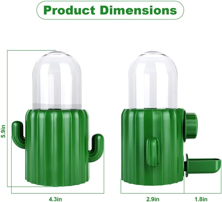 Automatic Bird Cage Water Dispenser - Cactus No-Spill Feeder for Parakeet, Cockatiel, Budgie & Small Birds image number 4