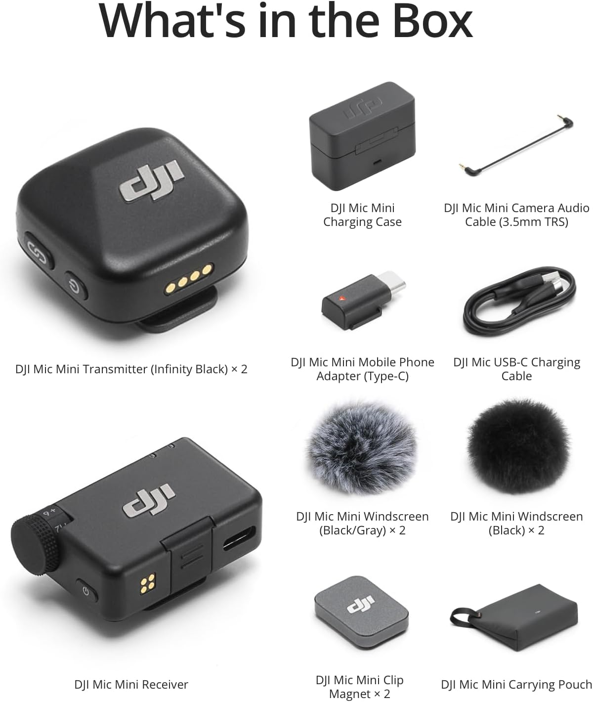 DJI Mic Mini (2 TX + 1 RX + Charging Case), Ultralight, Detail-Rich Audio, 48H Use, Noise Cancelling, Automatic Limiting, Wireless Microphone for Camera/Iphone/Android, Vlog, Streaming image number 1