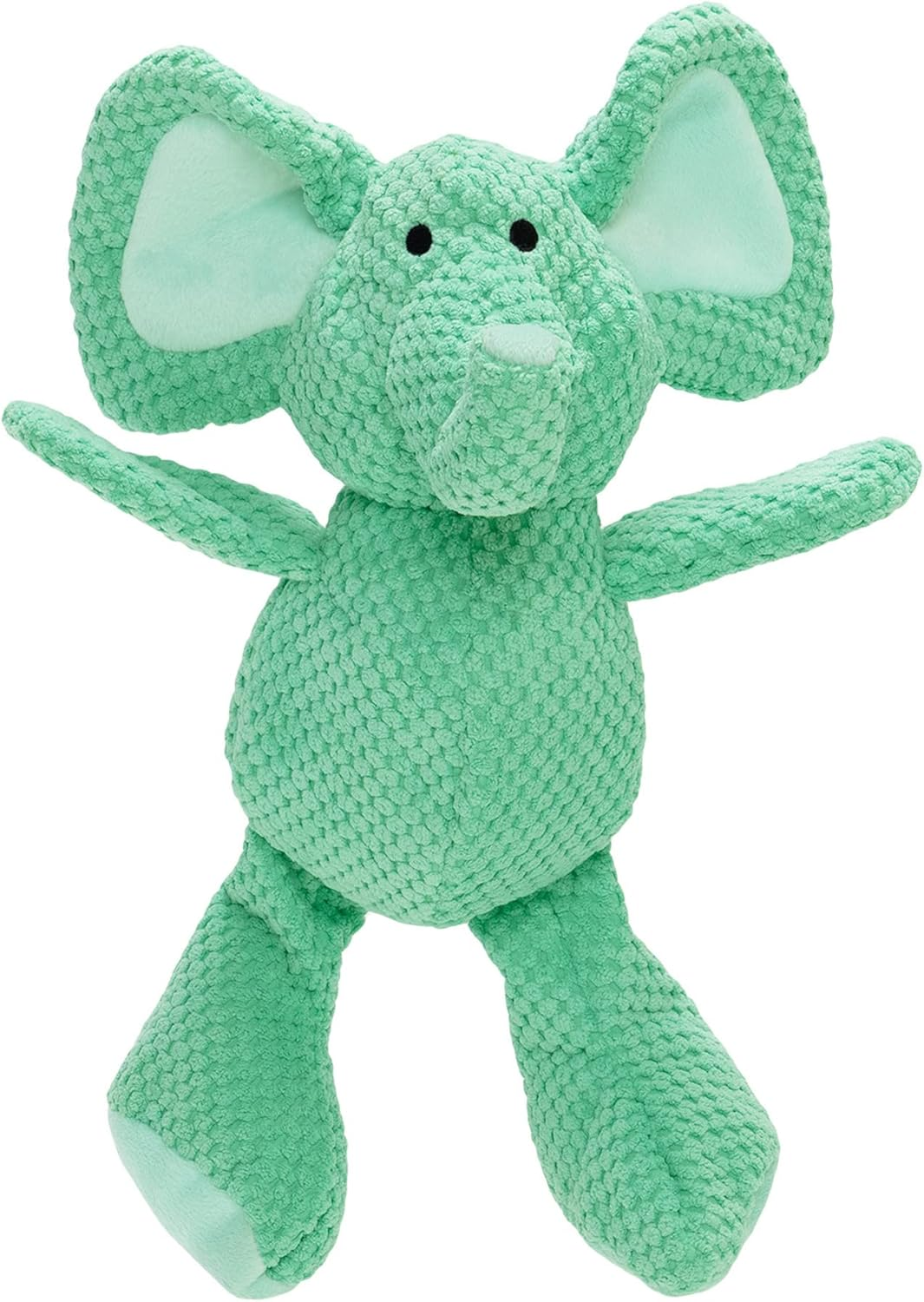 Godog Checkers Sitting Duck Squeaky Plush Dog Toy, Chew Guard Technology - Green, Small