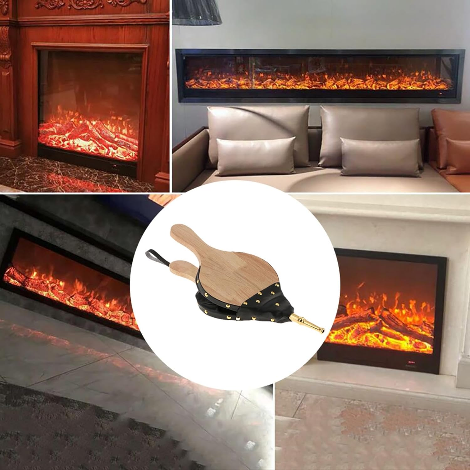 Fire Blower, Air Blowing Nozzle - Sustainable Solid Wood Leather Manual Grill Manual Hinge for Barbecue Barbecue, Made of Metal Chips and Imitation Leather, so It Is Not Only Practical, but Also Has A image number 6