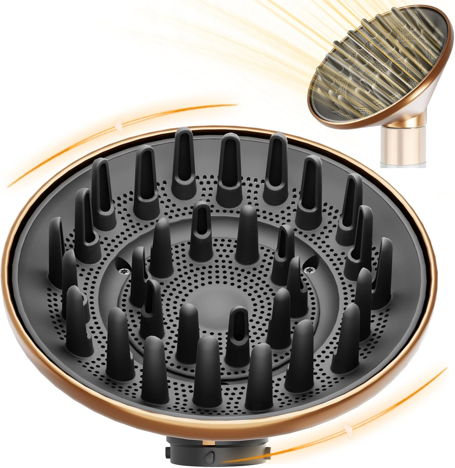Large Hair Diffuser Attachment for Dyson Airwrap, Upgraded 6-Inch Diffuser Nozzle Compatible with Airwrap Styler, Curl-Defining Attachment for Wavy Curly Coil Hair, Gold image number 5