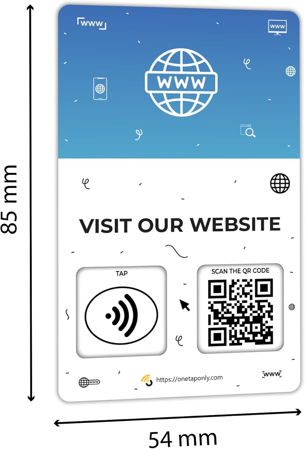 1 Website Tap Card | Website QR Code | Contactless Review Card | NFC Tap Card | Unlimited Use NFC Cards