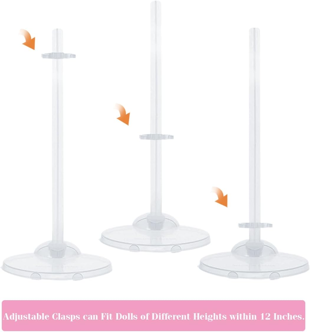 10 PCS Adjustable Doll Stands, Mini Doll Display Stands, Suitable for 11-13 Inch Dolls Transparent Display Holders，Dolls Accessories (10) image number 2