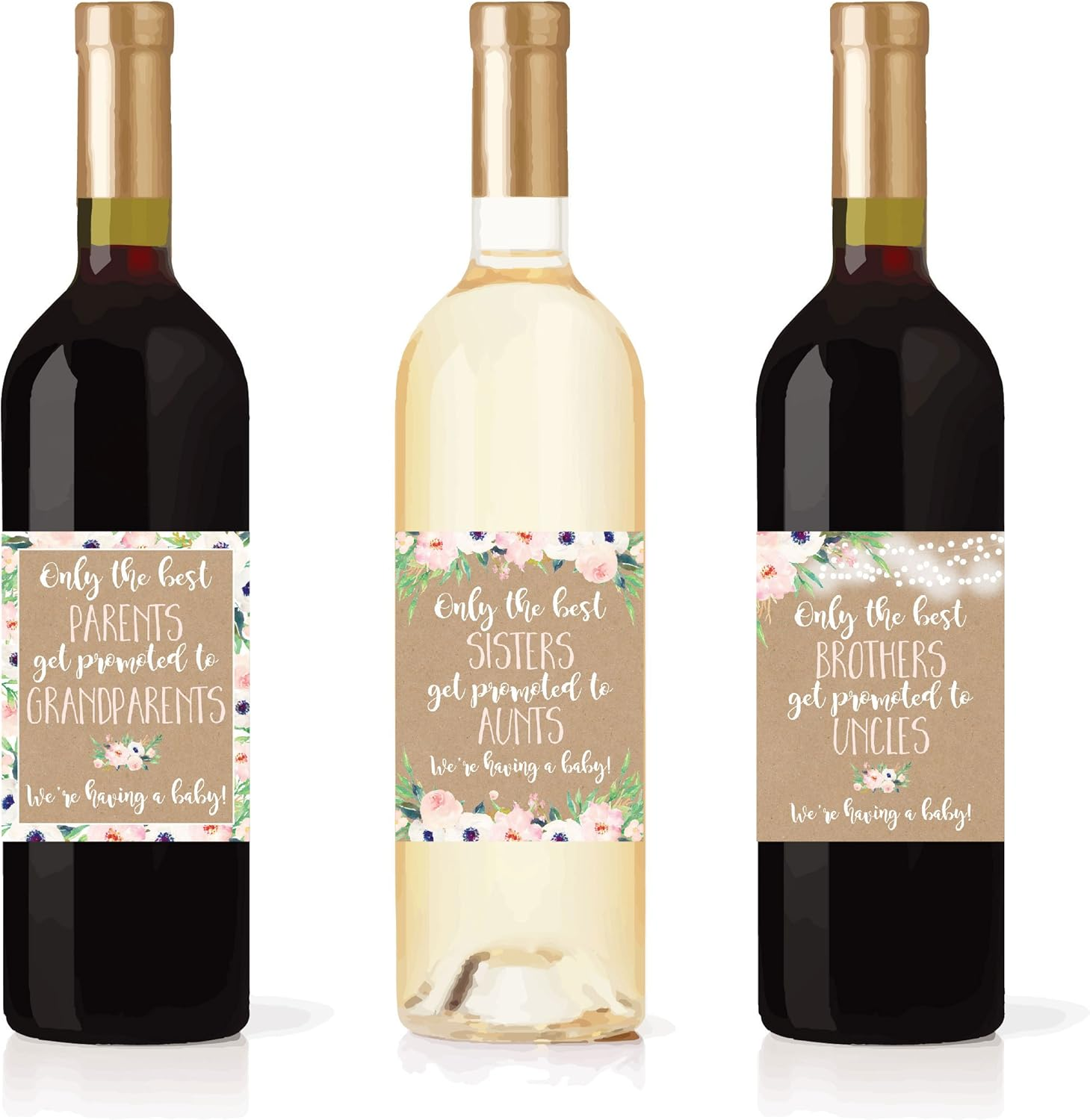 Hadley Designs - Pregnancy Announcement Gifts, Funny Wine Bottle Labels or Stickers for Parents to Grandparents, Brothers Sisters Promoted to Aunts Uncles, Surprise Best Friends - 8 Set image number 4