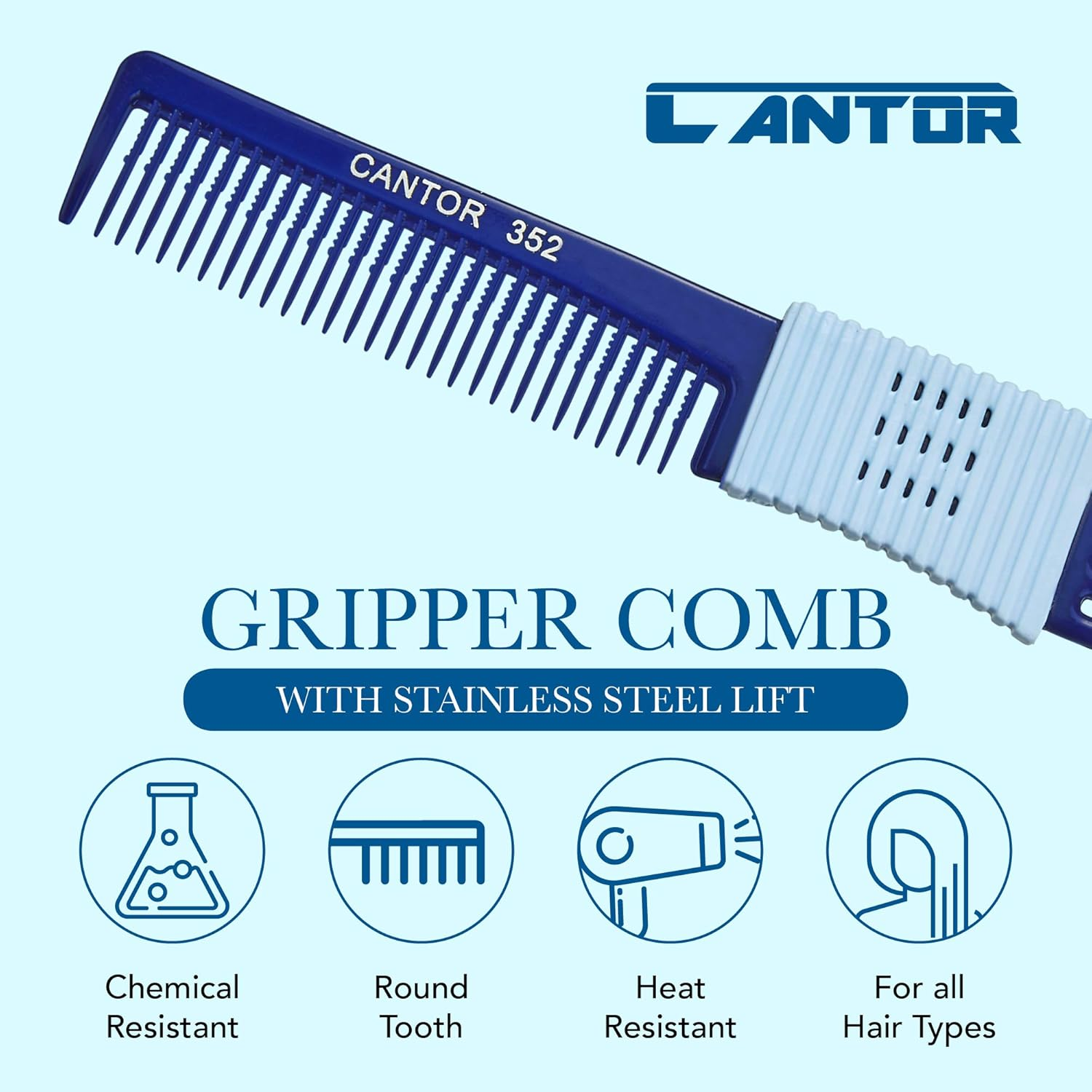 Lift Teasing Comb and Hair Pick - 2 Pack, Five Stainless Still Lifts - Chemical and Heat Resistant Detangler Gripper Comb - anti Static Comb for All Hair Types - by Cantor image number 1