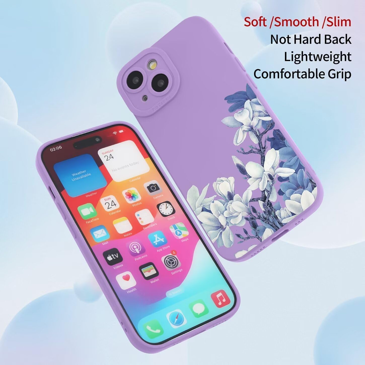 ILING Liquid Silicone Case for Samsung Galaxy A56 5G, Ultra Thin Elegant Flowers and Cute Cartoon Pattern Women'S Mobile Phone Case, Soft TPU Bumper Shockproof Protective Case (Purple Q04) - Black Q08 image number 6
