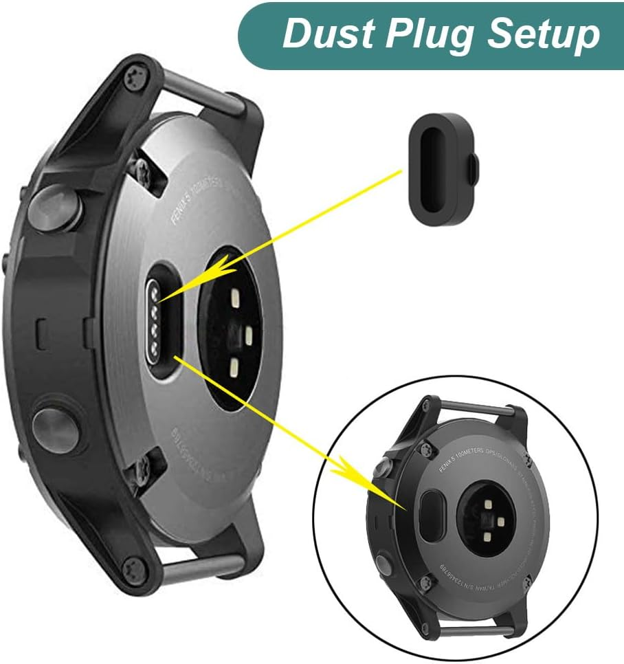 Kissmart Charger for Garmin Instinct & Instinct 2 2S 2X 3, Replacement Charging Cable Cord plus a Black Silicone Charger Port anti Dust Plug (2 Pack) image number 5