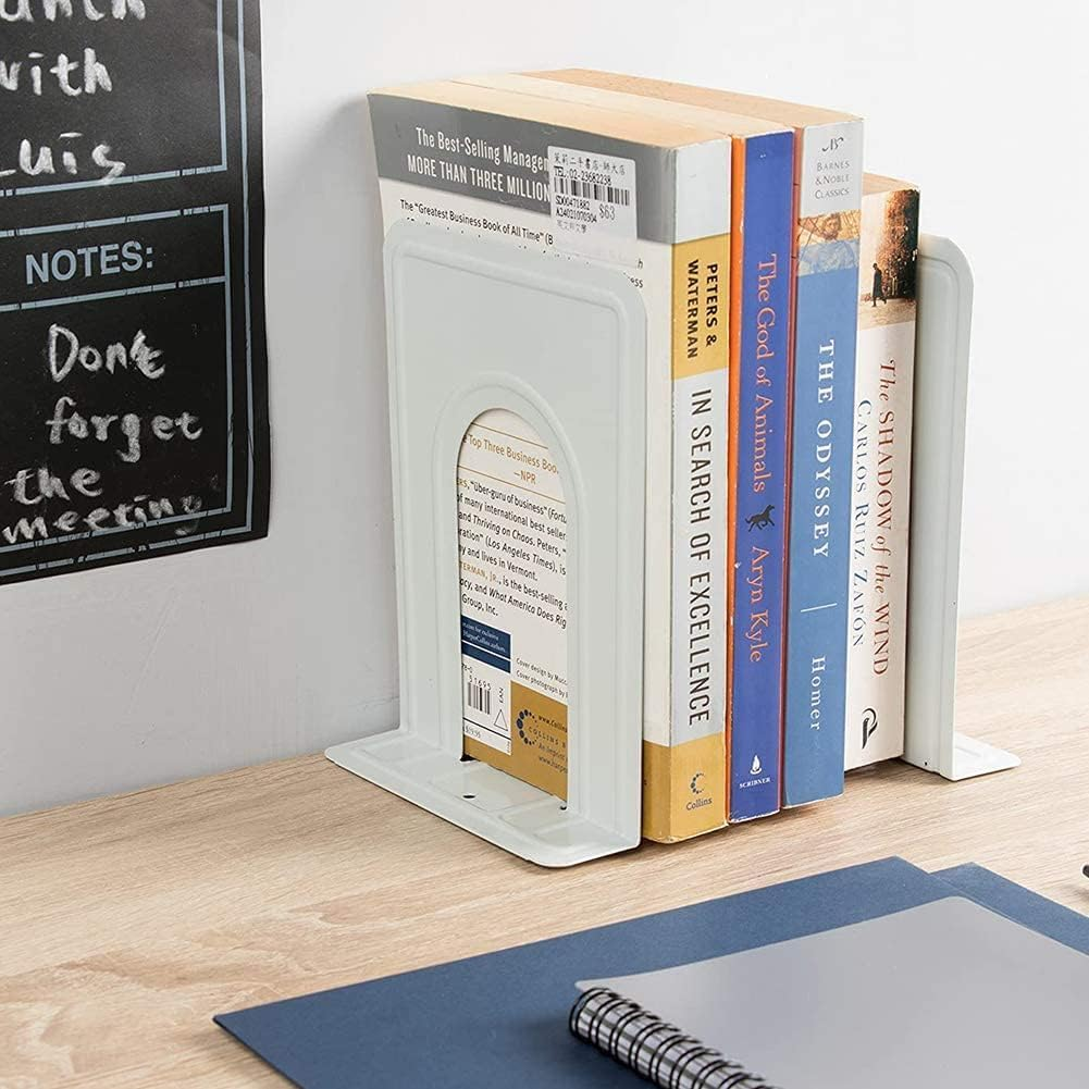 DARUITE Book Ends, Bookends, Metal Book Ends, Book Ends for Shelves, Book Ends Decorative, Book Ends for Childrens, Bookends for School Office, Non Skid Heavy Duty Book Holder, White 4 Pairs 170Mm image number 2