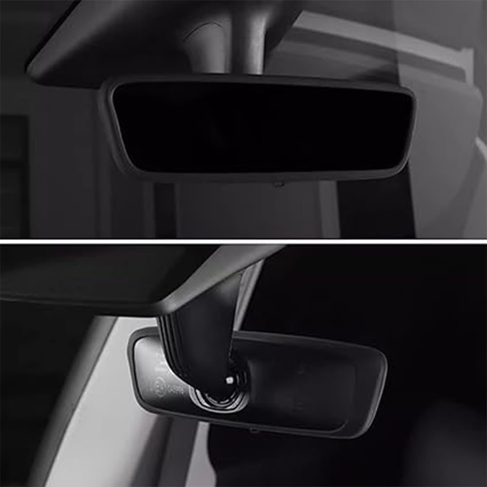 3 Pcs Center Console Screen Edge and Rearview Mirror Silicone Frame,For Tesla Model 3 Model Y (2019-2024), with Ultra-Thin Charge Mat,(Black) image number 5