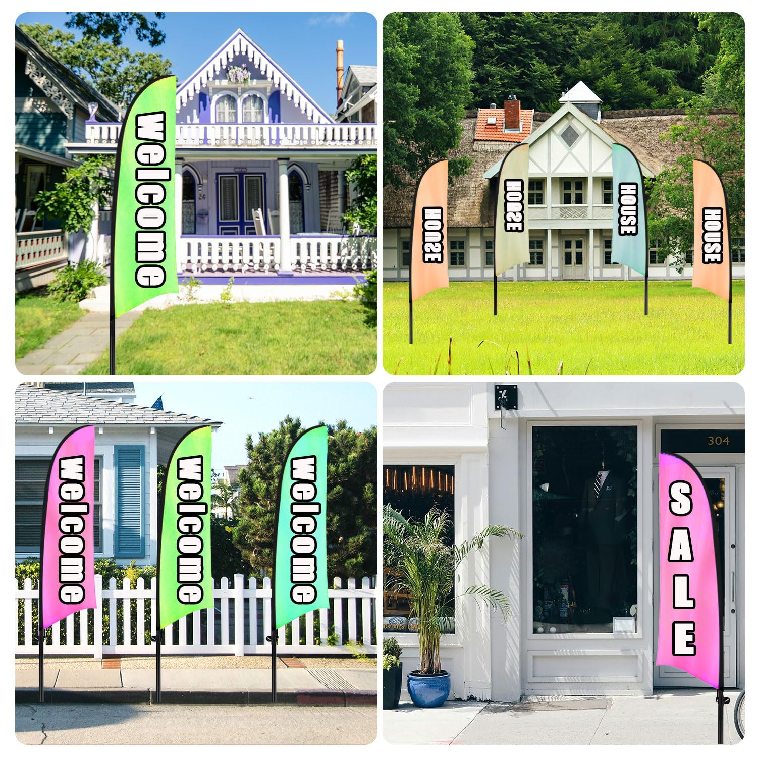 Knife Shaped Feather Flagpole, Feather Banner Pole Kit Flag Pole Kit Portable Flagpole for Advertising Outdoors Activities Promotions Real Estate Supplies(Black) image number 1