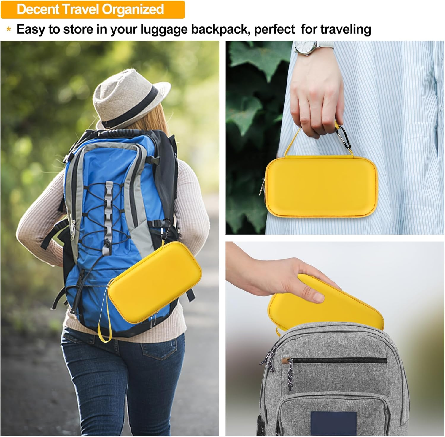 Elonbo Carrying Case Compatible with Asthma Inhaler Spacer for Kids and Adults, Ventolin Masks Inhaler Spacer Holder, Asthma Travel Organize Bag, Yellow (CASE ONLY! Inhaler Spacer Not Included) image number 5