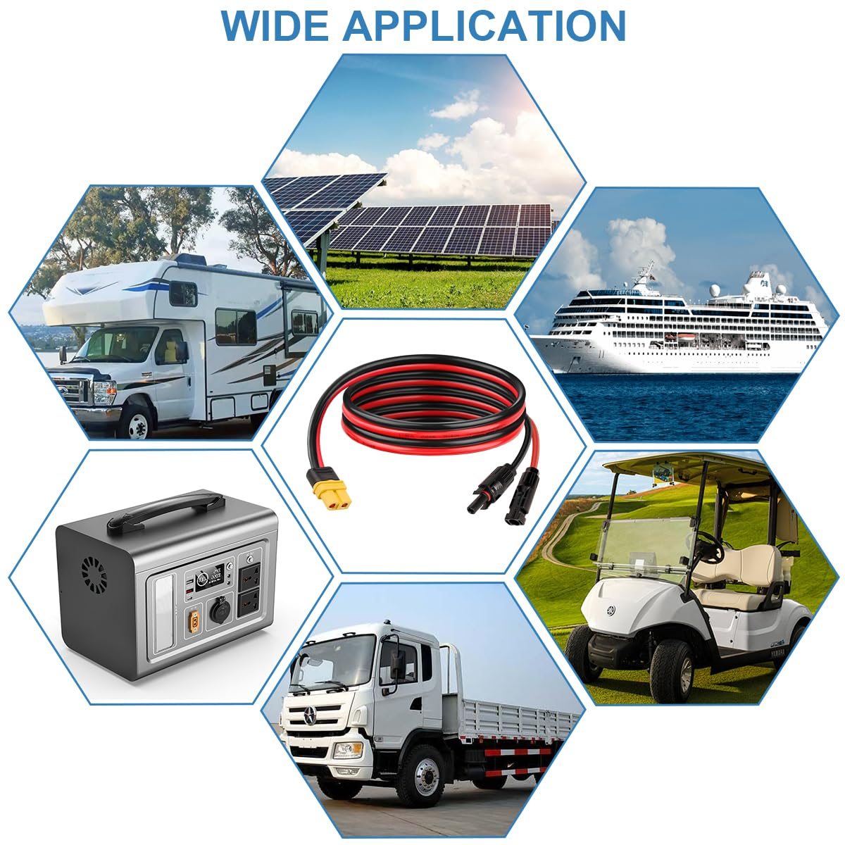 Xiatiaosann Solar Connector to XT60 Female Adapter Cable 12AWG Solar Panel Charging Cable Solar Panel Cable for Portable Power Station, Solar Panel, Solar Generator(1Meter) image number 5