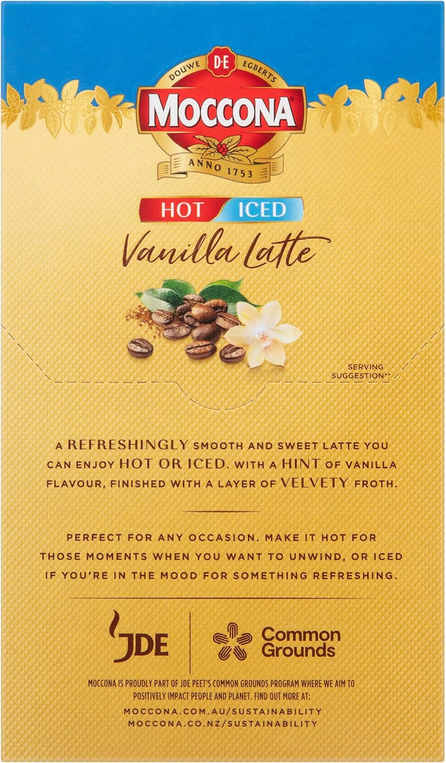Moccona Coffee Sachets Iced Hot Vanilla 40 Sachets (8 Sachets X 5 Packs) image number 2