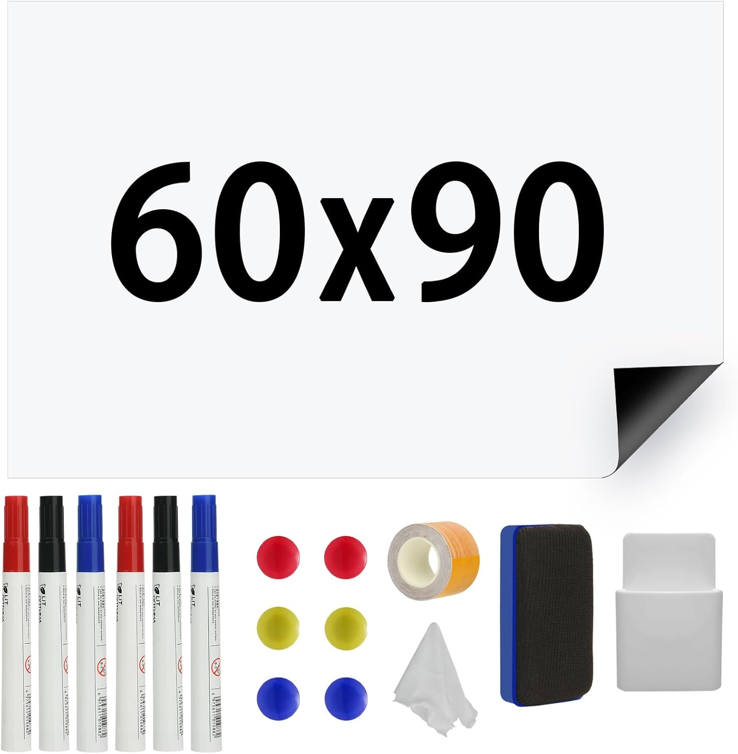 A4 2 Pcs Black Magnetic Dry Erase Whiteboard Sheet for Fridge,Small Magnet Fridge Message Boards with Pens,1 Eraser,Reminder Sticker, Monthly Planner, Grocery List image number 4