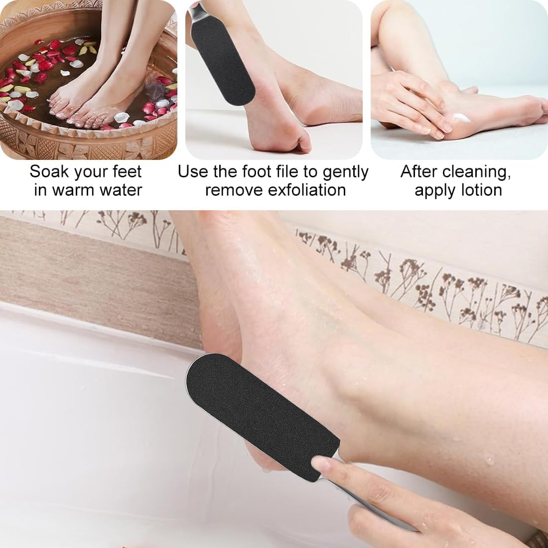 MIRKUZI Rasp Files for Foot Care, 1 Foot File with 20 Refills for Pedicure Files, Stainless Steel Foot File with Replacement Sandpaper, Stainless Steel Callus Remover for Dry Skin image number 3