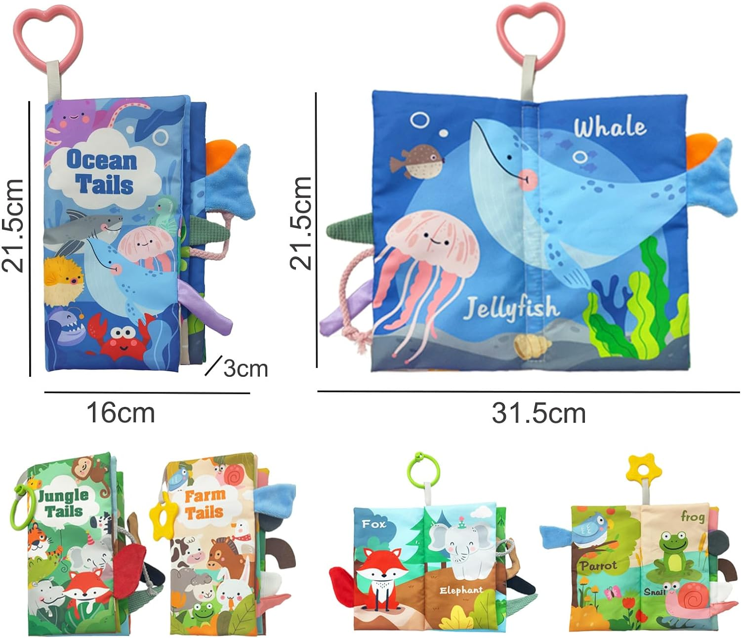 PELOSTA Baby Book Toys 0-6-12 Months, 3PCS Touch Feel Crinkle Books for Infants Newborns,Baby Sensory Toys for Tummy Time/Stroller/Car Seat,Montessori Learning Toy for 3 6 9 12 Months image number 4