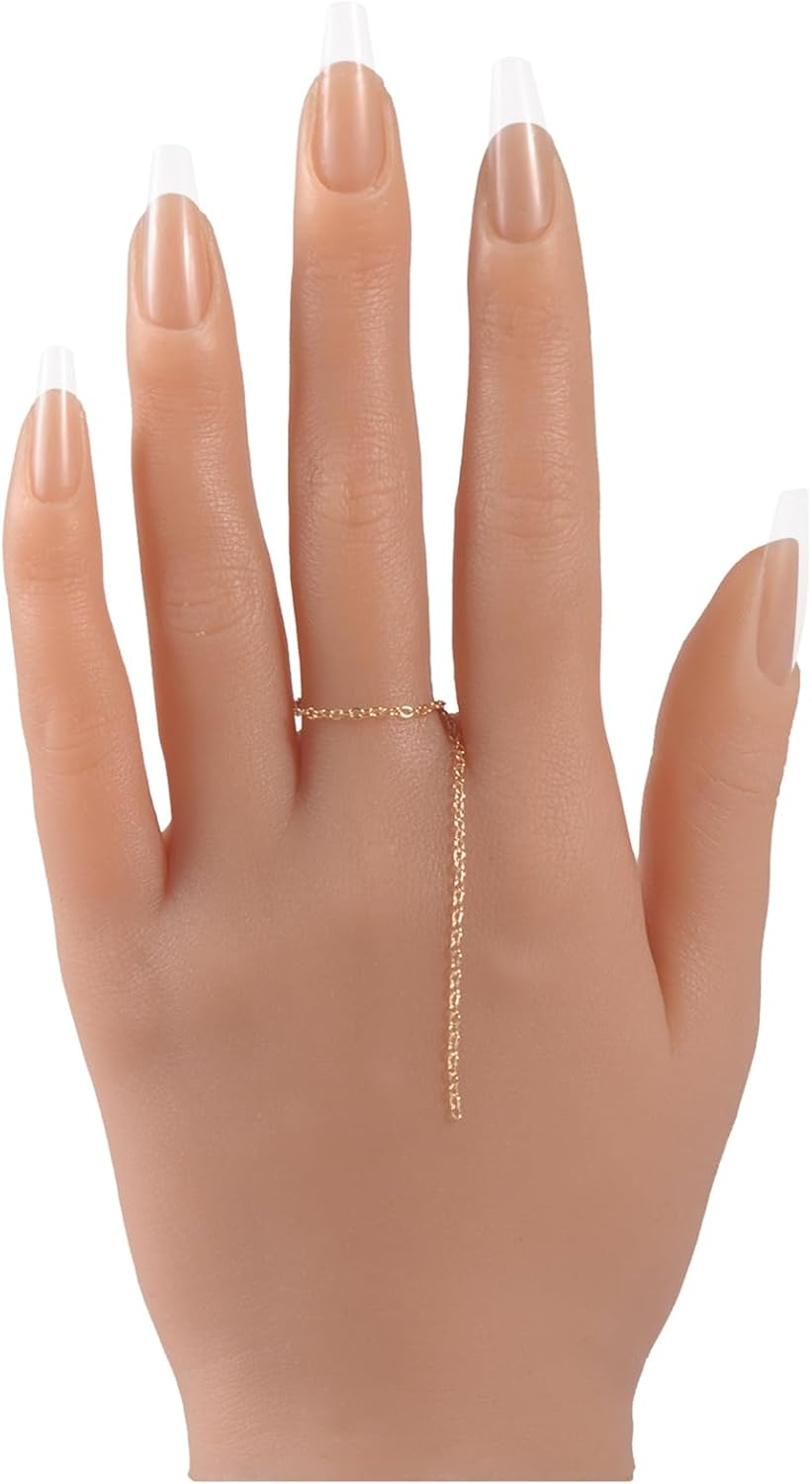 YEEFAIRY Silicone Practice Hand for Acrylic Nails with 528Pcs Nails, Realistic Nail Practice Training Fake Hands, Flexible Bendable Mannequin Hand for Nail Art DIY Practice Tool (Bronze, Right)