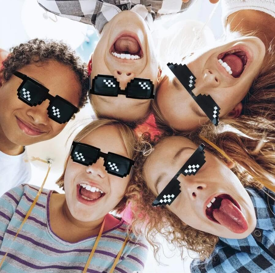 Thug Life Glasses, Pixel Funny Sunglasses for Party, Deal with It Fun Cool Glasses Bachelor Party Decor, Mosaic Gamer MLG Photo Props Glasses for Adults Teens (Tiny) image number 1