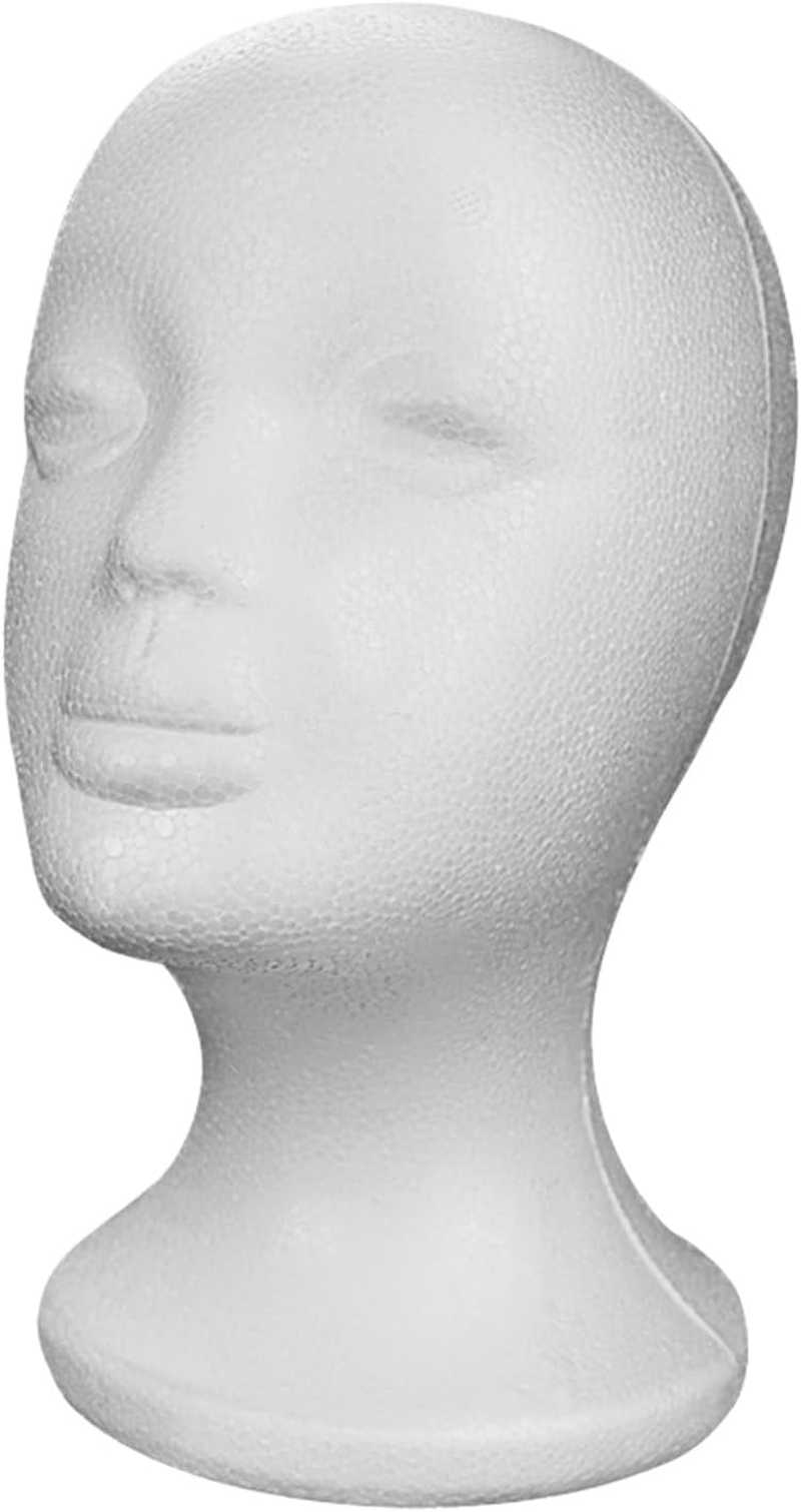 Styro-Foam Mannequin Head, Female Mannequin Foam Head, Manikin Heads for Hats & Wigs Display , Lightweight D-IY Decoration Foam Wig Heads for Salon & Home Use image number 4