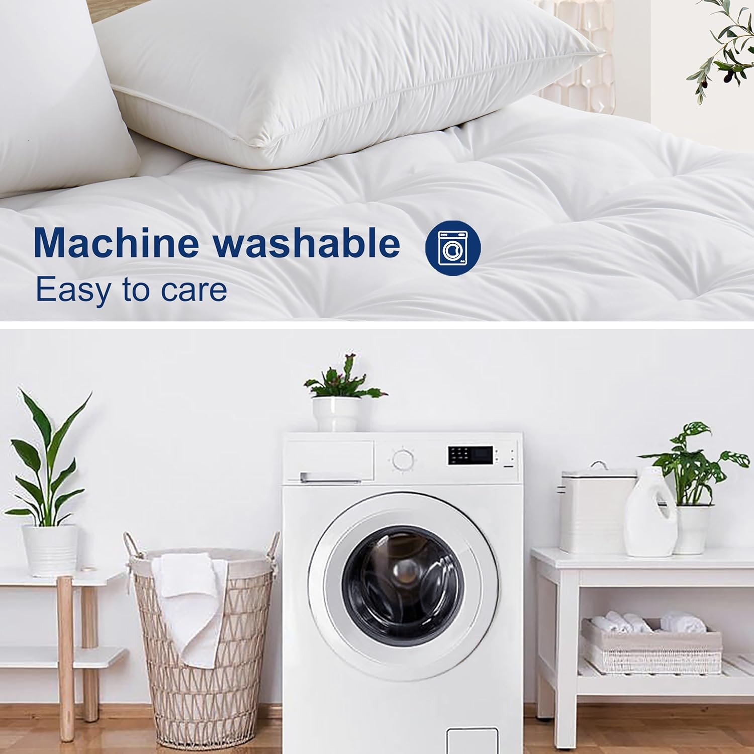 Mumullum 1200GSM Mattress Topper King Single, Extra Thick Breathable Fiber-Filled Fitted Mattress Pad, Machine Washable Hypoallergenic for 40CM Deep Pocket image number 4