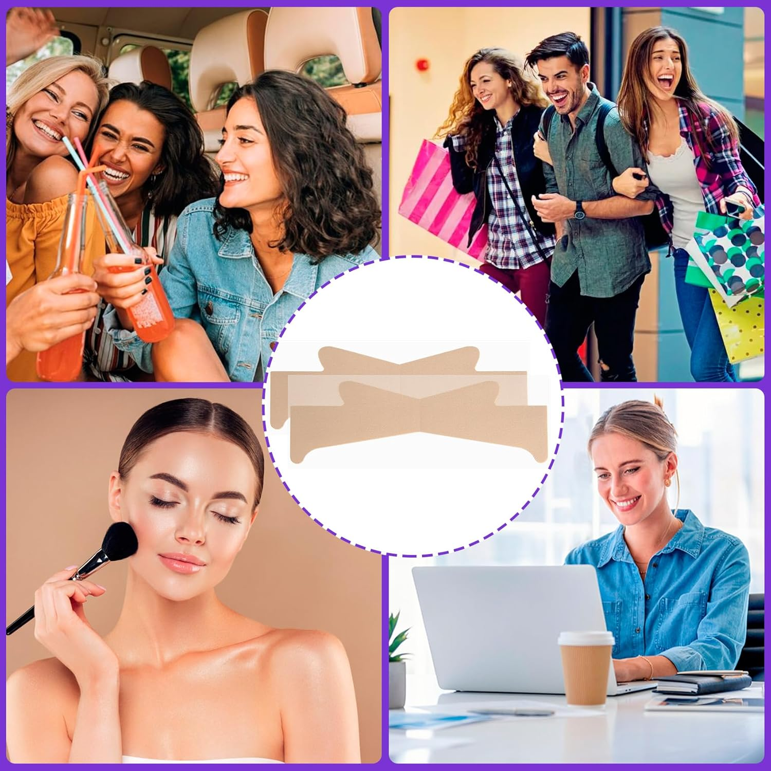 Alpinleux 20 Pcs Instant Neck Lift Tape, Neck Tape Lifting Invisible, Breathable Neck Tape, Self-Adhesive Neck Lift Tape Invisible behind Neck (Skin Color) image number 3