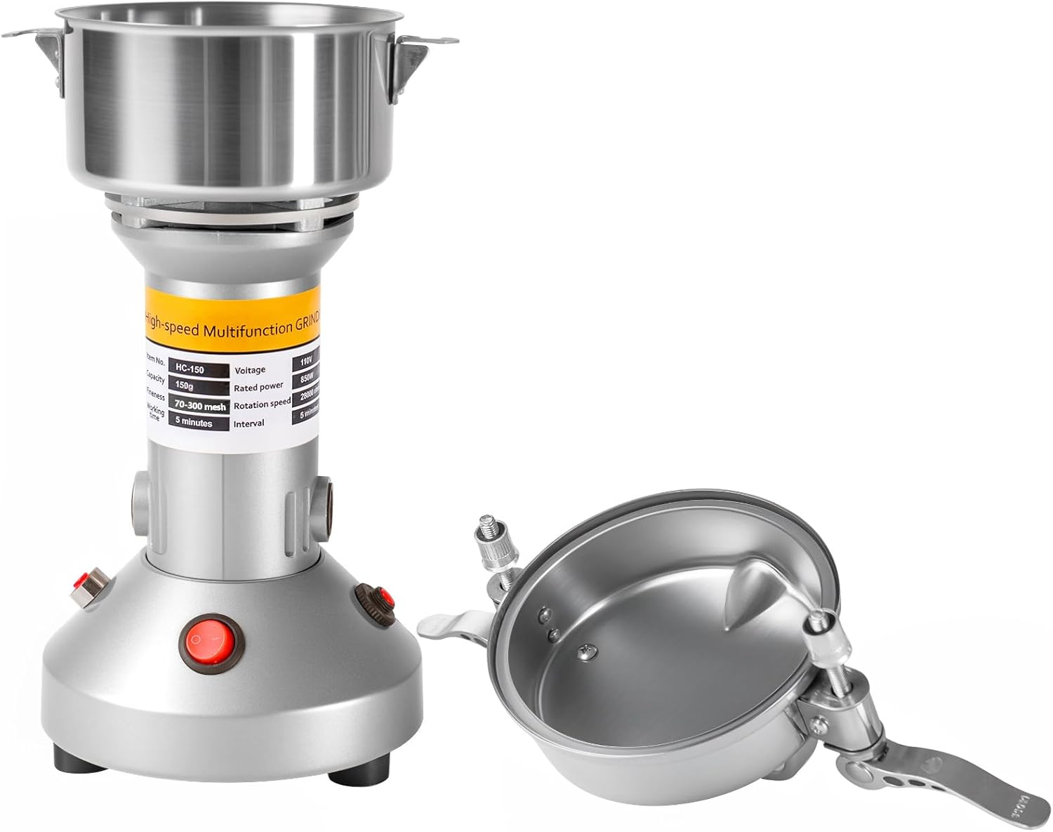 LZONEY Grain Mill Grinder 150G High Speed Electric Stainless Steel Grinder Cereals Wheat Corn Herbs Spices Coffee Beans Seasonings image number 6