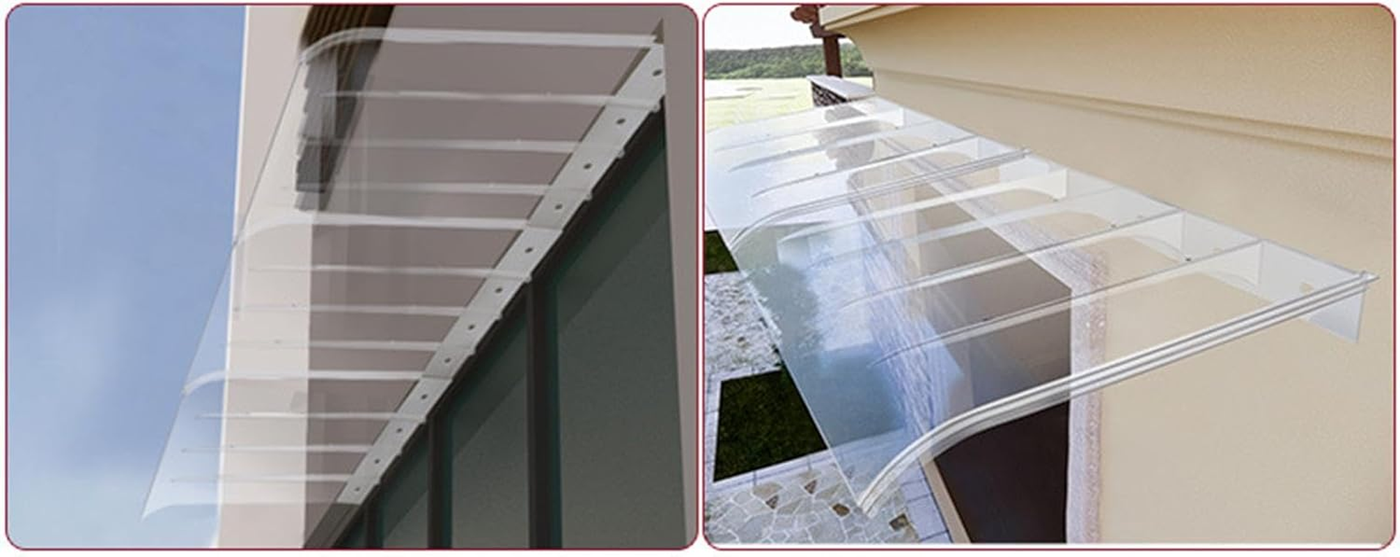 Qianly Door Awning Transparent Canopy Front Door Awning Patio Front Door Patio Awning Canopy, 40X40Cm Lxw image number 4