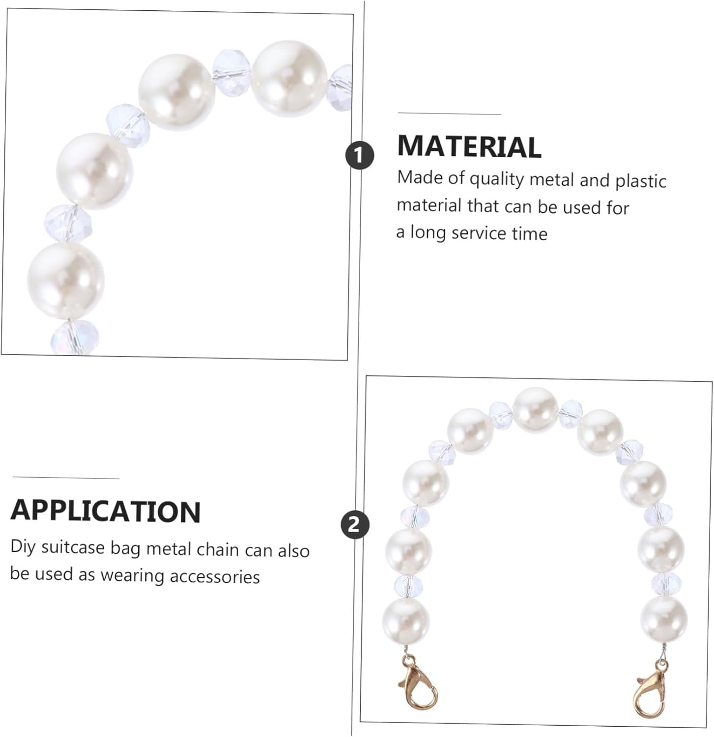 COOPHYA Metal Chain Luggage Straps Belts Pearl Bag Chain Replacement DIY Purse Accessory